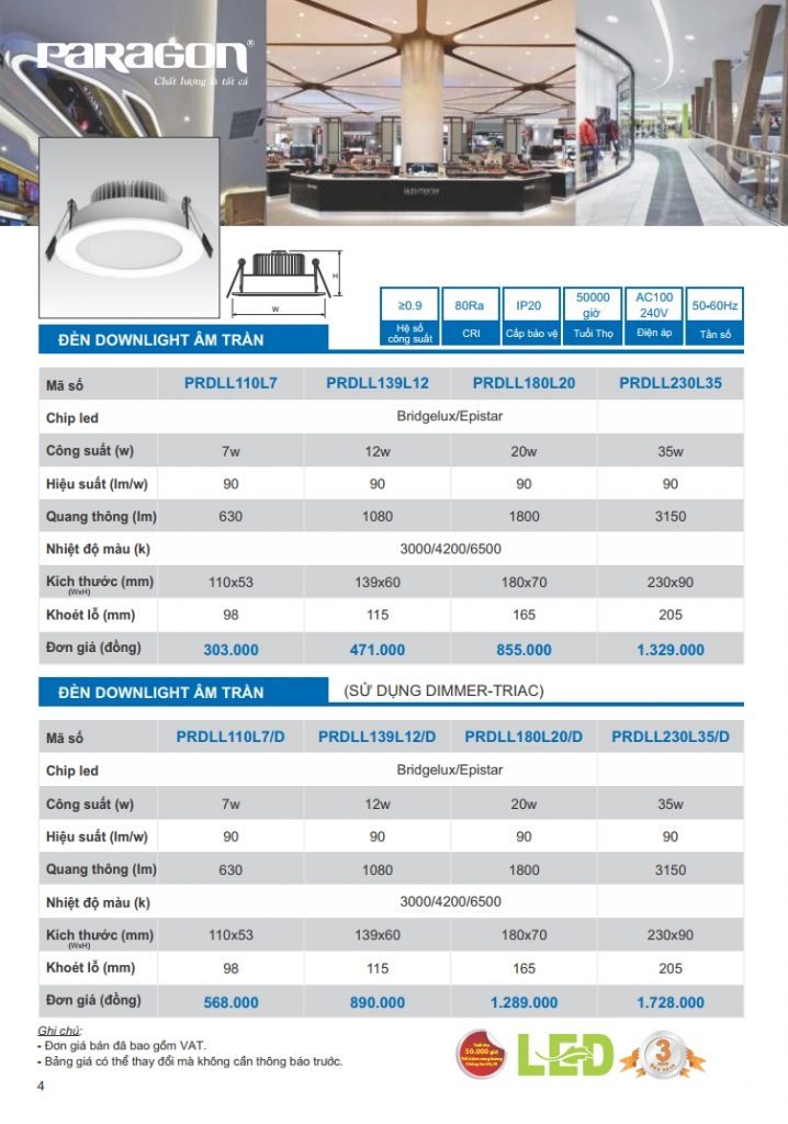 Đèn downlight âm trần Paragon trang 2