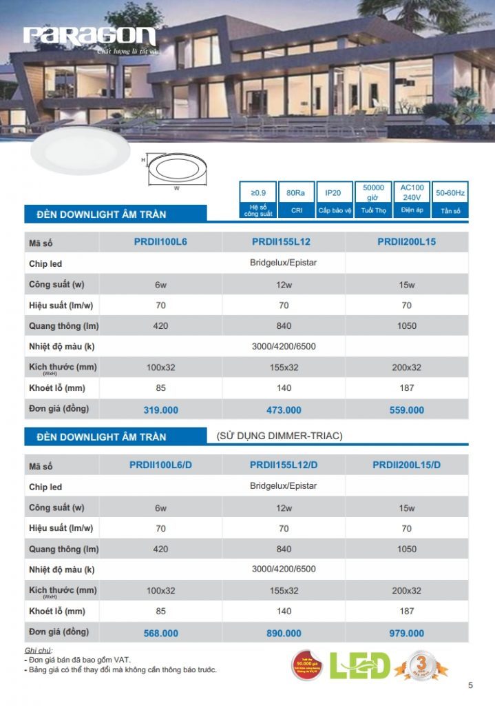 Đèn downlight âm trần Paragon trang 3