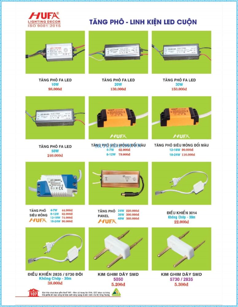 Bang Gia Den Led Hufa 2022 108