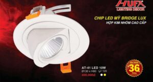 Den Led Downlight Hop Kim Nhom Cao Cap At 41 Led 10w Hufa