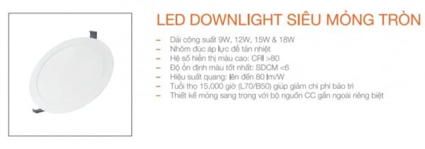 Led Downlight Sieu Mong Tron 12w