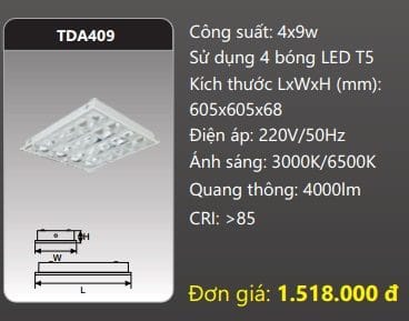Máng đèn LED phản quang lắp nổi - Âm trần TDA409 1 Mang Den Led Phan Quang Lap Noi Am Trantda409