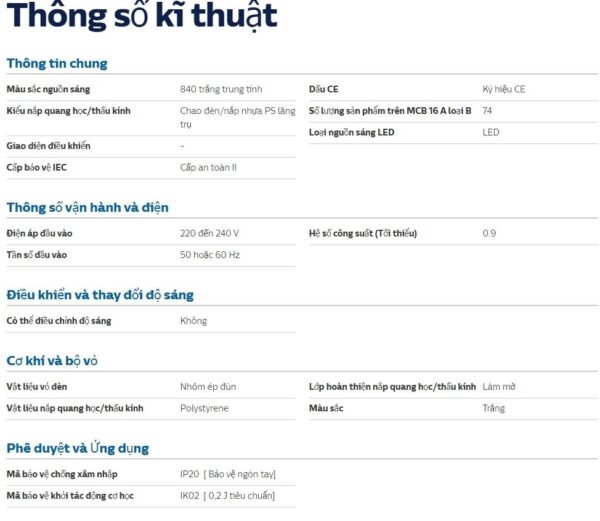 Thong So Ky Thuat Den Led Panel 600x600 Philips Rc091v Led36s 40w 865 840 3600lm
