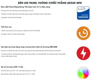 Uu Diem Cua Den Led Panel 600x600 Rang Dong 40w D P06 60x60 40w