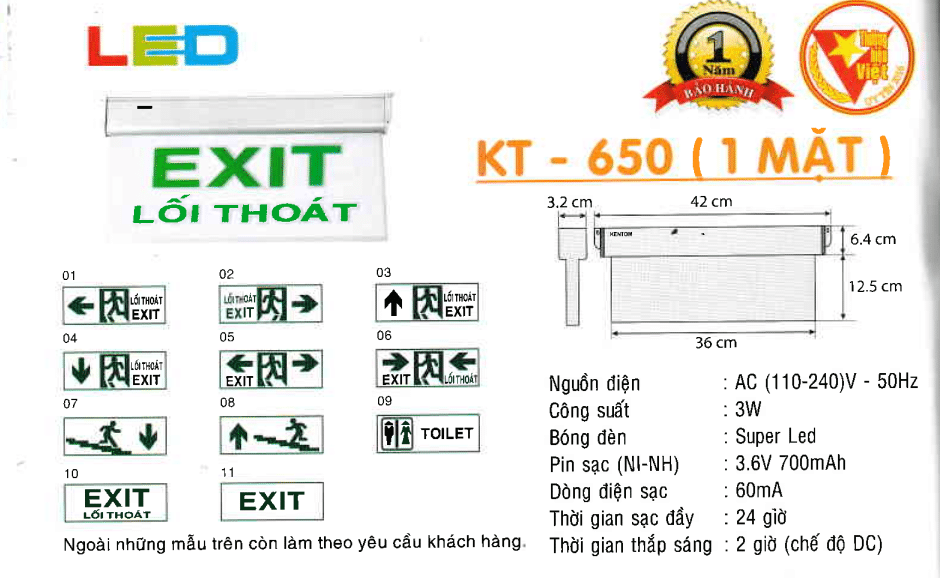 Den Exit Kentom Kt 650 1 Mặt