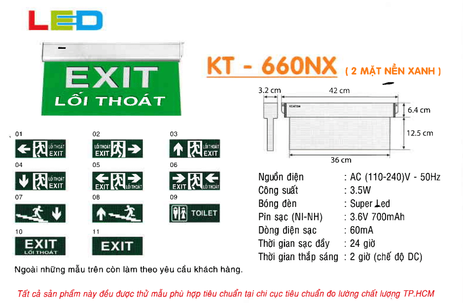 Den Exit Kentom Kt 660nx 2 Mặt Nền Xanh