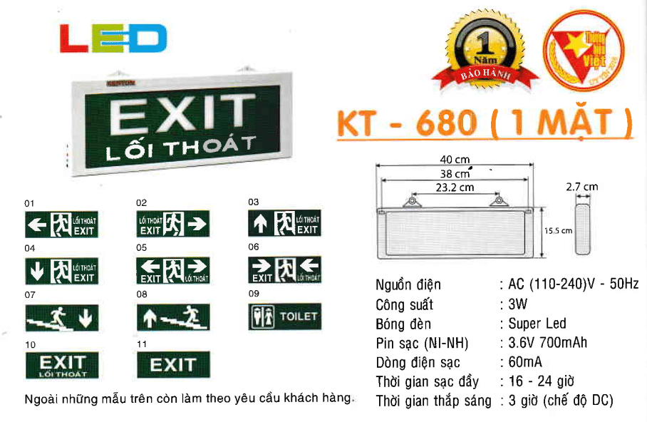 Den Exit Kentom Kt 680 1 Mặt