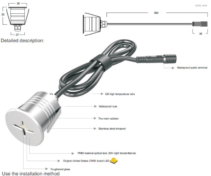 Đèn led âm bậc tường cầu thang 1w tia sáng chữ thập 4