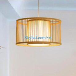 Đèn thả tre mẫu đèn trụ trong có ống vải