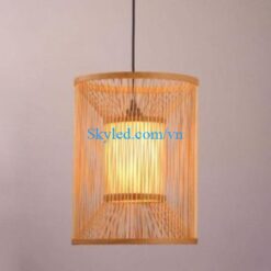 Đèn mây tre hình trụ có ống vải