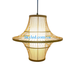 Đèn thả trần mây tre mẫu đèn trụ lõm có ống
