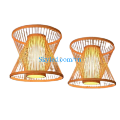 Đèn thả mây tre mẫu đèn xéo xô úp