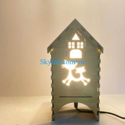 Đèn để bàn mây tre gỗ 08