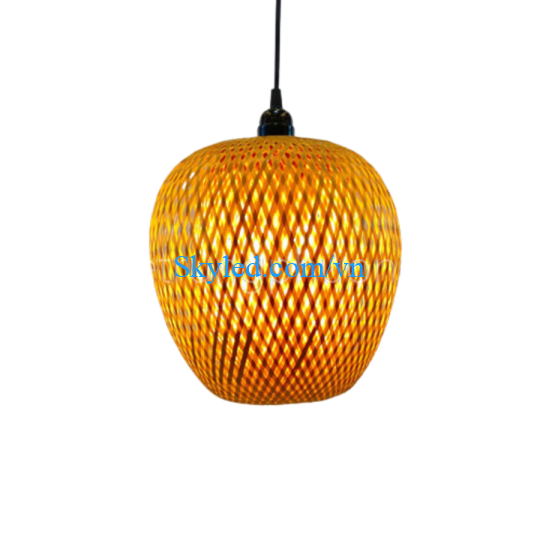 Mẫu đèn mây tre đan 2 lớp trái táo nhỏ