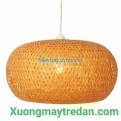 Đèn lồng mây tre hình bí ngô 2 lớp trang trí quán ăn đồng quê