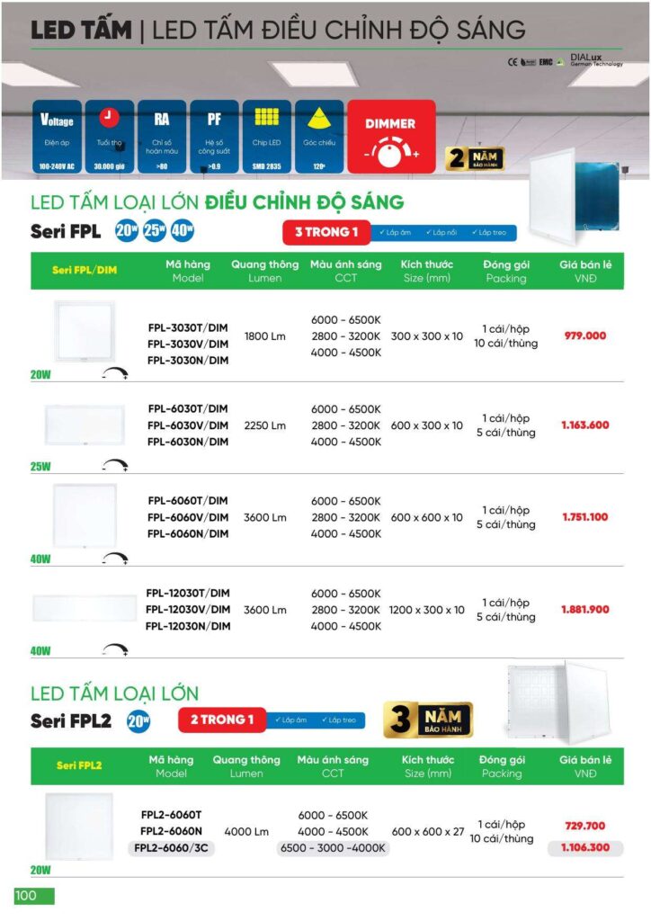 Bảng giá Đèn led MPE, thiết bị điện MPE mới nhất 2024 100