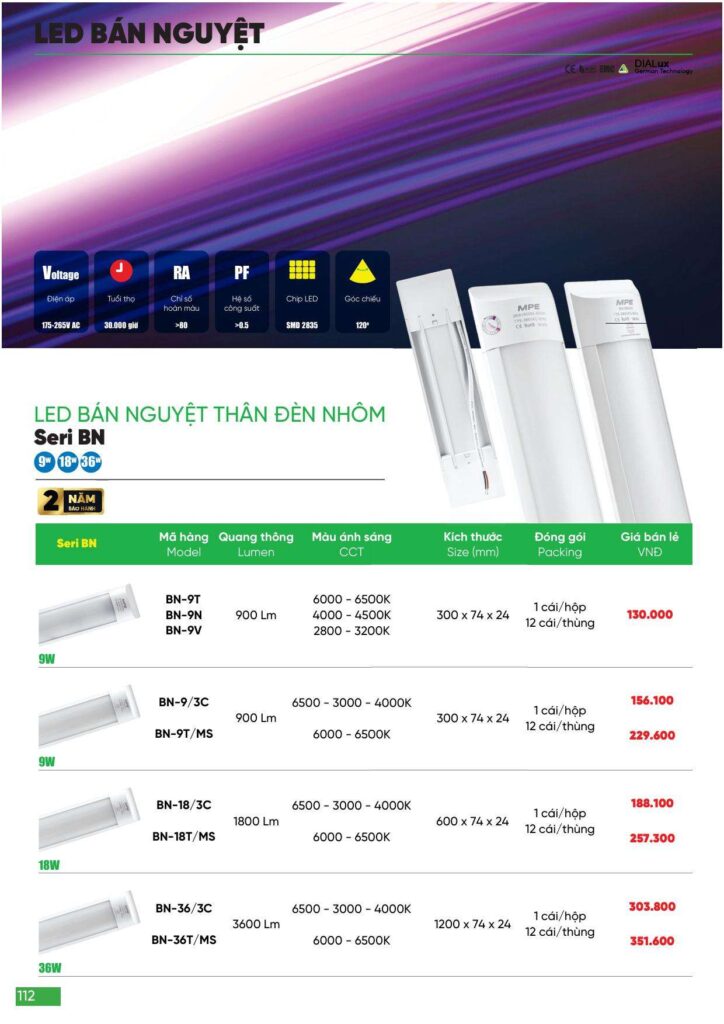 Bảng giá Đèn led MPE, thiết bị điện MPE mới nhất 2024 112