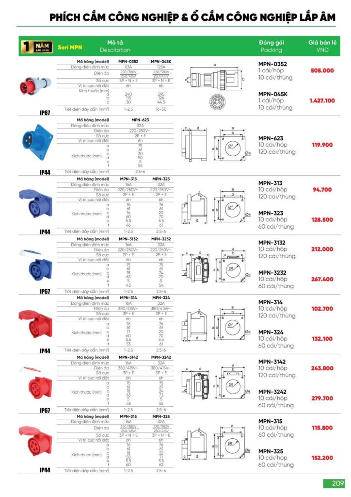Bảng giá Đèn led MPE, thiết bị điện MPE mới nhất 2024 209