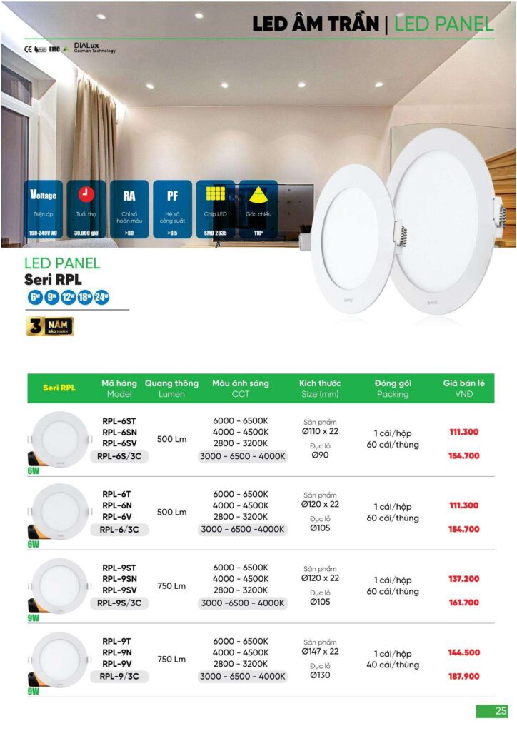 Bảng giá Đèn led MPE, thiết bị điện MPE mới nhất 2024 25