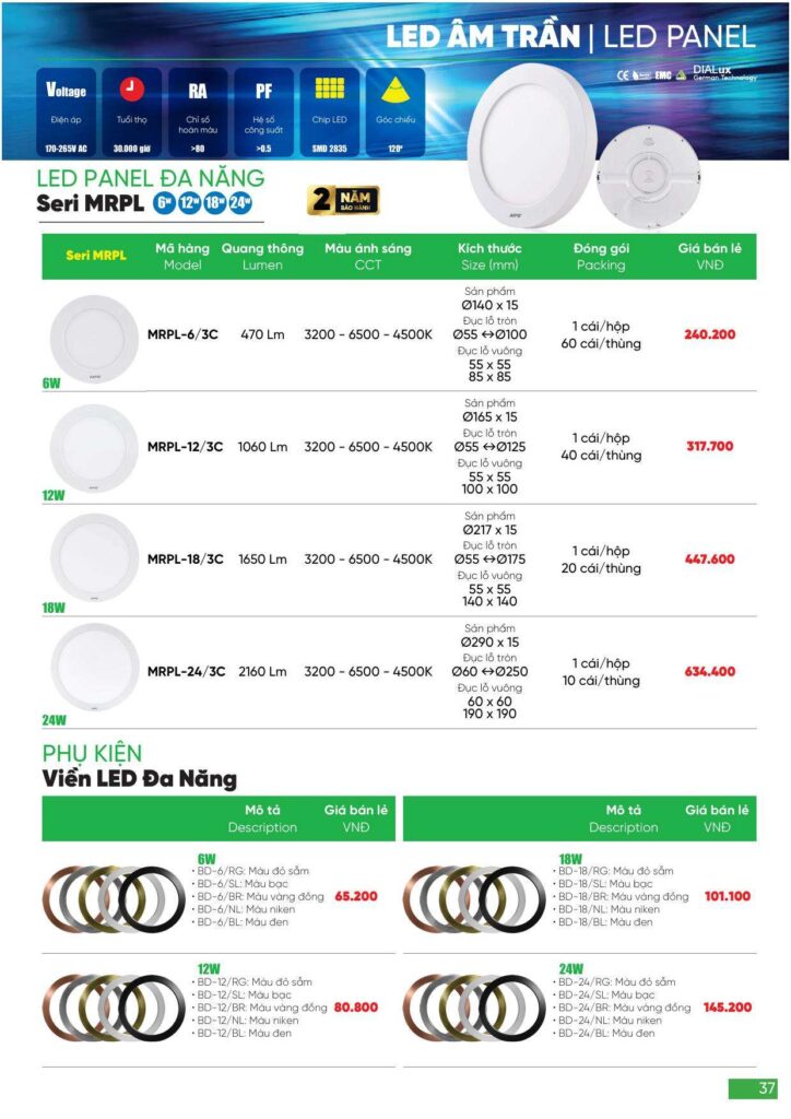 Bảng giá Đèn led MPE, thiết bị điện MPE mới nhất 2024 37