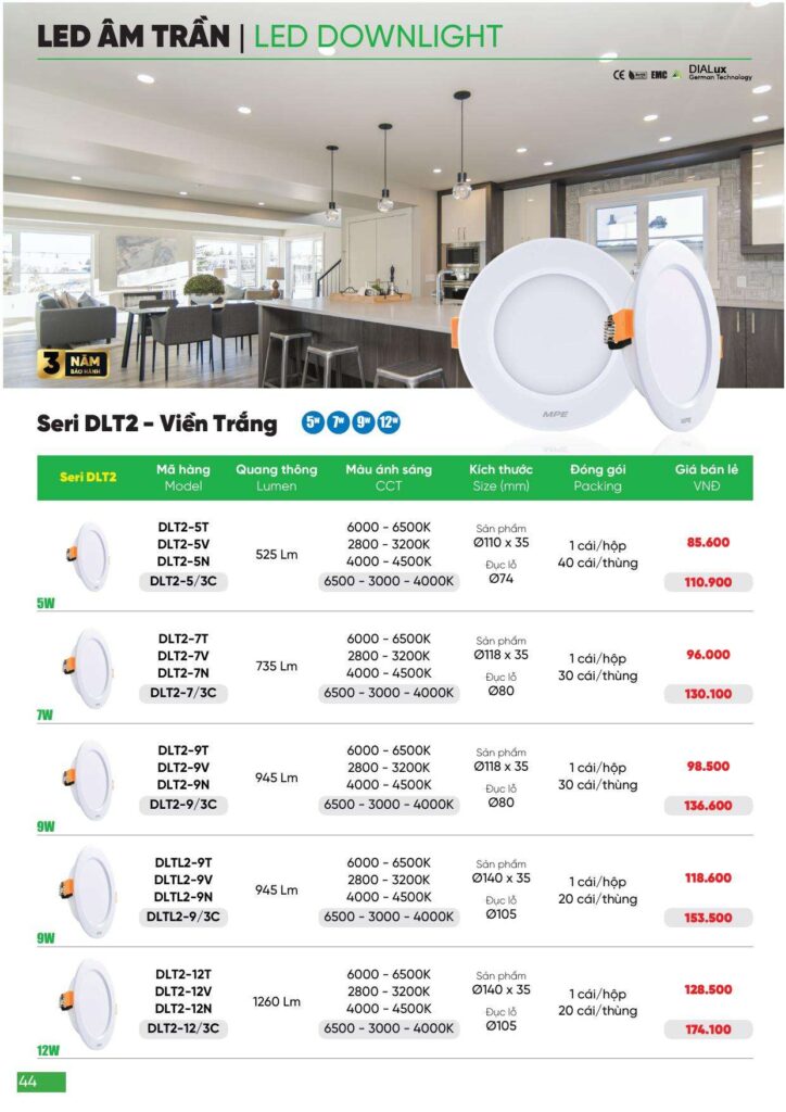 Bảng giá Đèn led MPE, thiết bị điện MPE mới nhất 2024 44