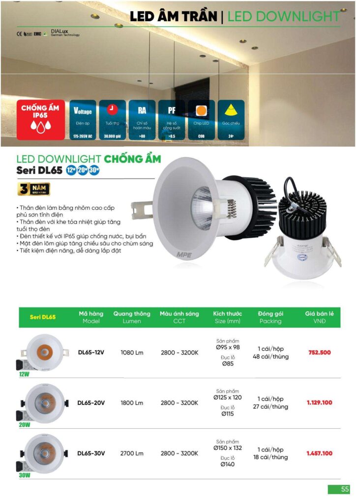 Bảng giá Đèn led MPE, thiết bị điện MPE mới nhất 2024 55