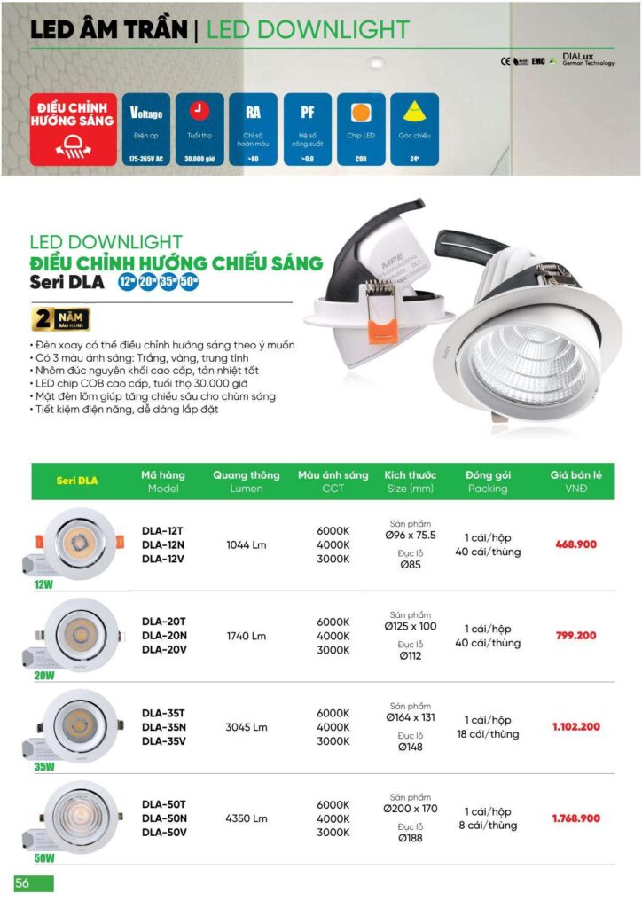 Bảng giá Đèn led MPE, thiết bị điện MPE mới nhất 2024 56