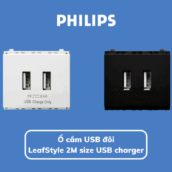 Ổ cắm USB đôi LeafStyle 2M size USB charger Philips