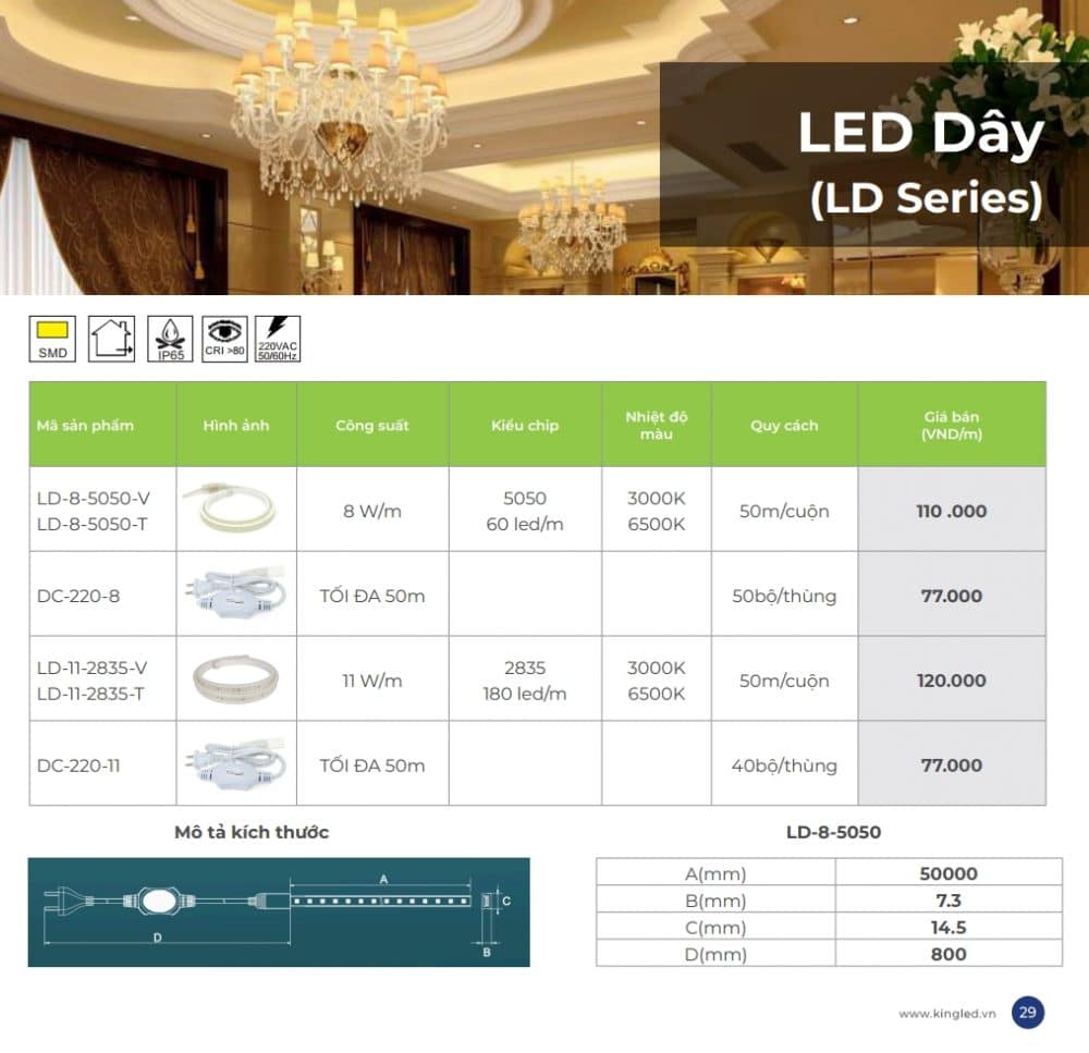 Bang Gia Den Led Day