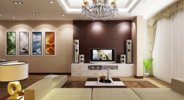 Lap dat den downlight gan noi cho phong khach them sang trong