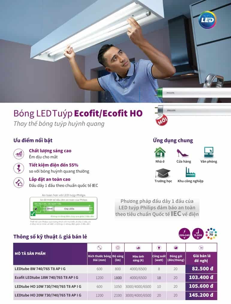 bang gia den led tuyp ecofit