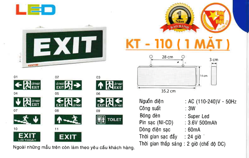 Den Exit Kentom Kt 110 1 Mặt