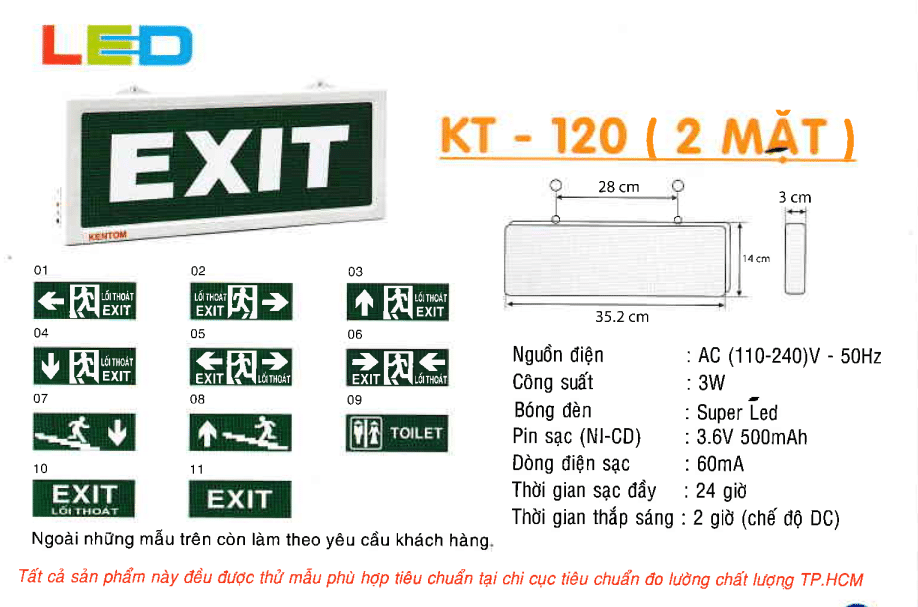 Den Exit Kentom Kt 120 2 Mặt