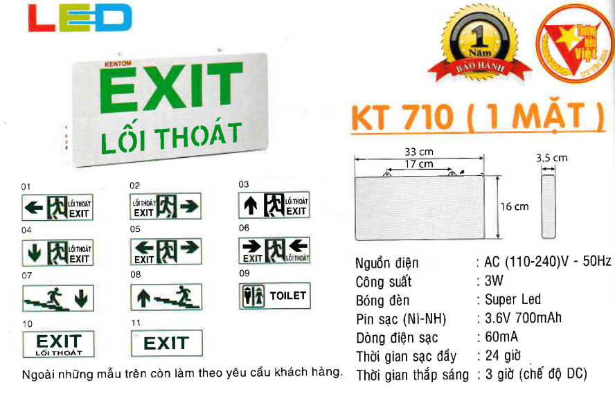 Den Exit Kentom Kt 710 1 Mặt