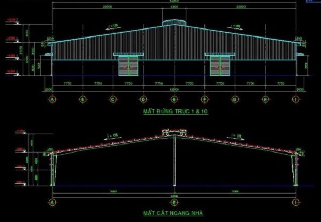 download ban ve cad nha xuong cong nghiep